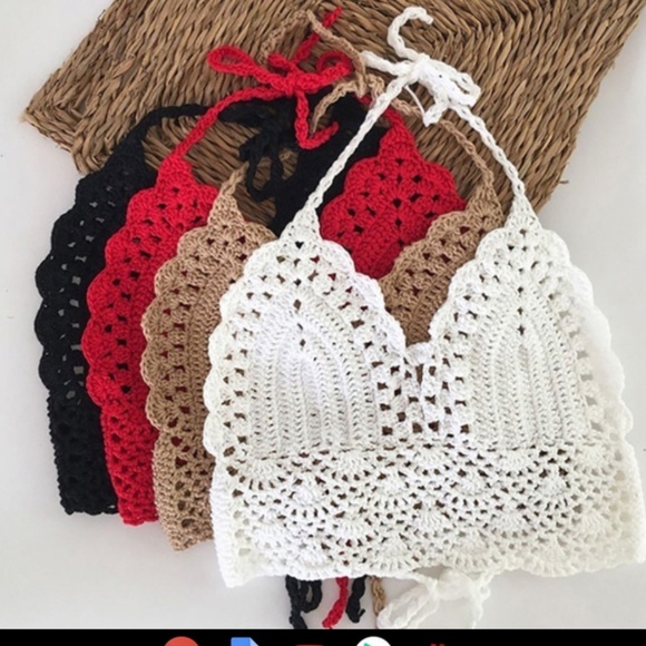 White Handmade Crochet Halter Backless top - Picture 3 of 4